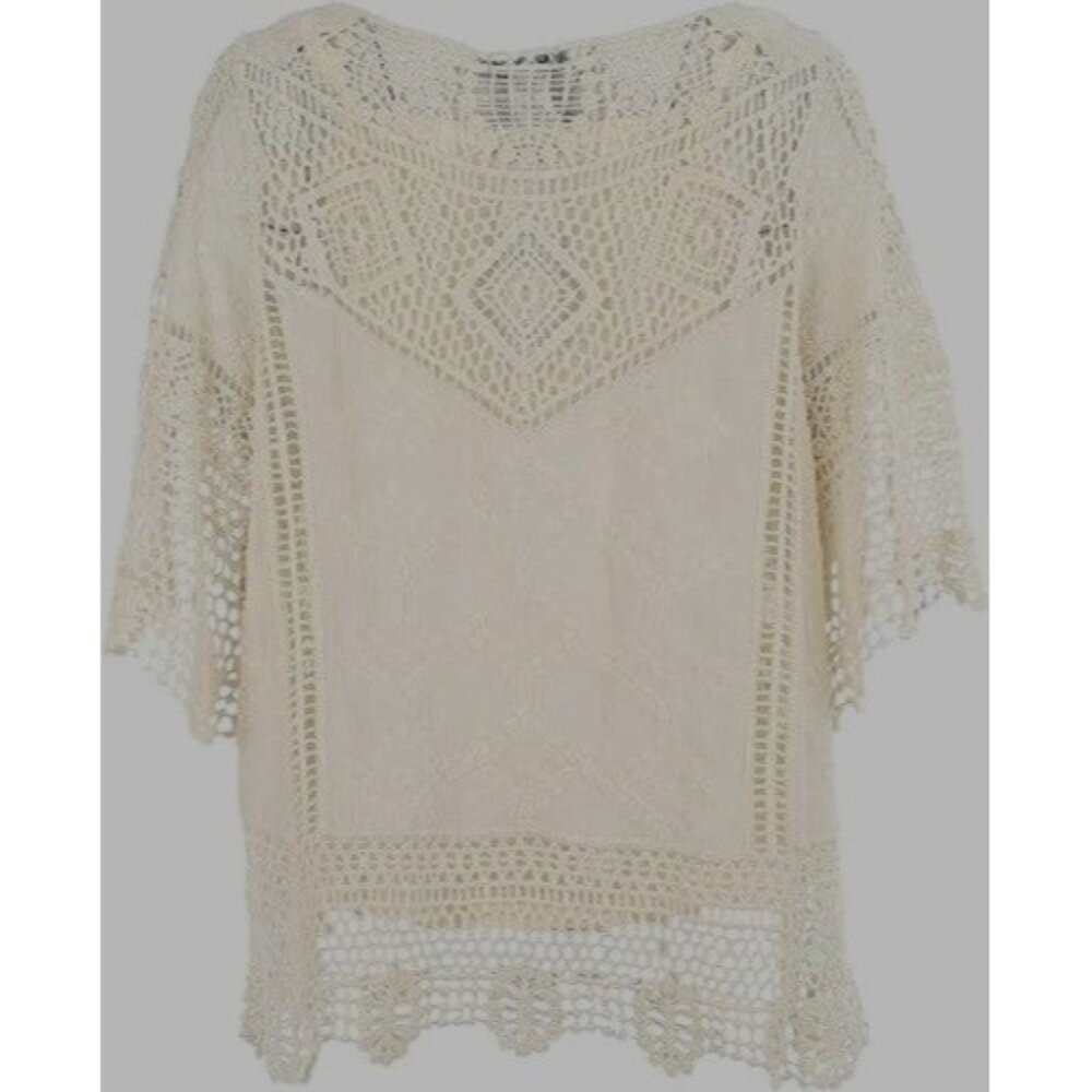 Democracy Size XS Crochet Embroidered Cottage Core Pullover BOHO Top Blouse NEW - Picture 3 of 4
